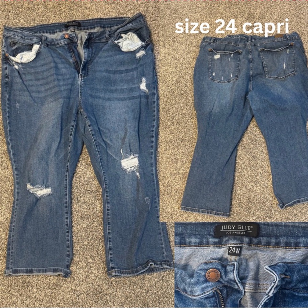 Judy Blue Ripped Denim Capri Jeans